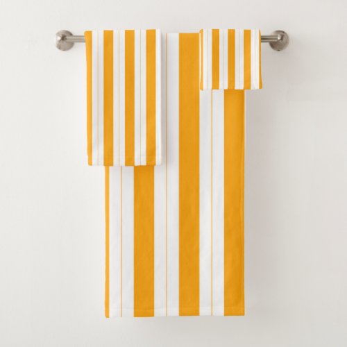 Sunflower Orange Yellow Striped  Bath Towel Set