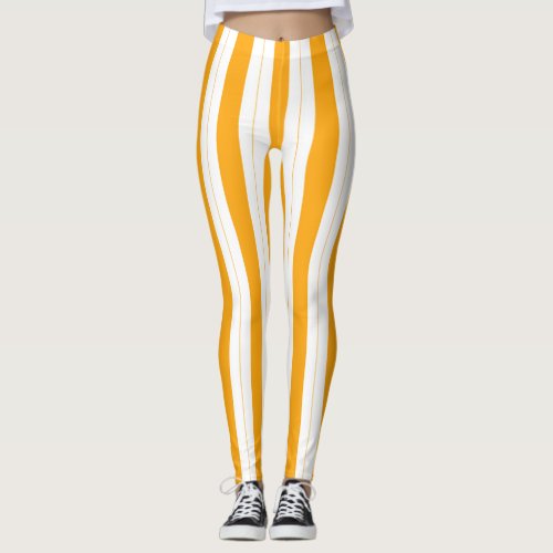 Sunflower Orange Yellow Striped  Leggings