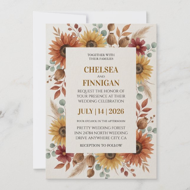 Sunflower Outdoor Chic Fall Invitation (Front)