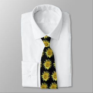 Sunflower Ovarian Cancer Awareness Tie - Black