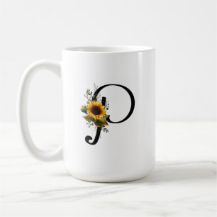 Sunflower P Letter Graphic Shirt for Women Cute Coffee Mug