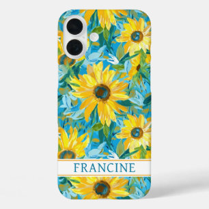 Sunflower Painting Monogrammed iPhone 16 Plus Case