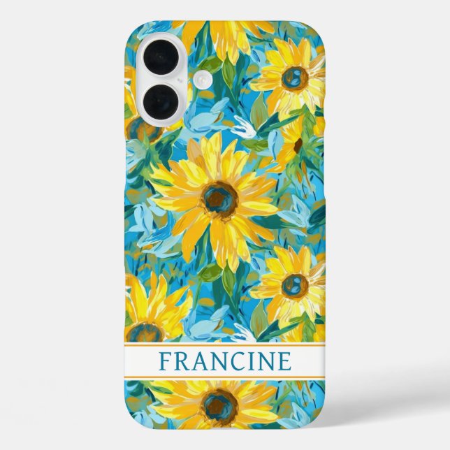 Sunflower Painting Monogrammed Case-Mate iPhone Case (Back)