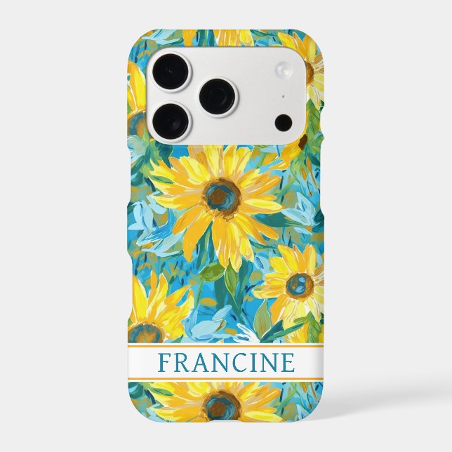Sunflower Painting Monogrammed Case-Mate iPhone Case (Back)
