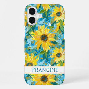 Sunflower Painting Monogrammed iPhone 16 Plus Case
