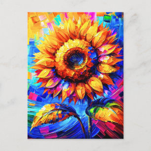 Sunflower Painting Vivid Colors Sunflower Power Postcard