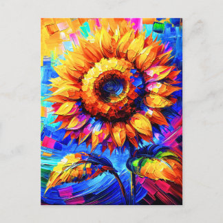 Sunflower Painting Vivid Colors Sunflower Power Postcard