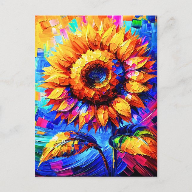 Sunflower Painting Vivid Colors Sunflower Power  Postcard (Front)