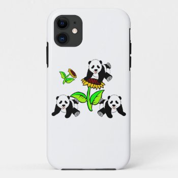 Sunflower Pandas Iphone 11 Case by bonfireanimals at Zazzle