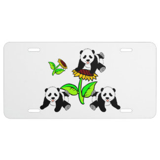 Sunflower Pandas License Plate