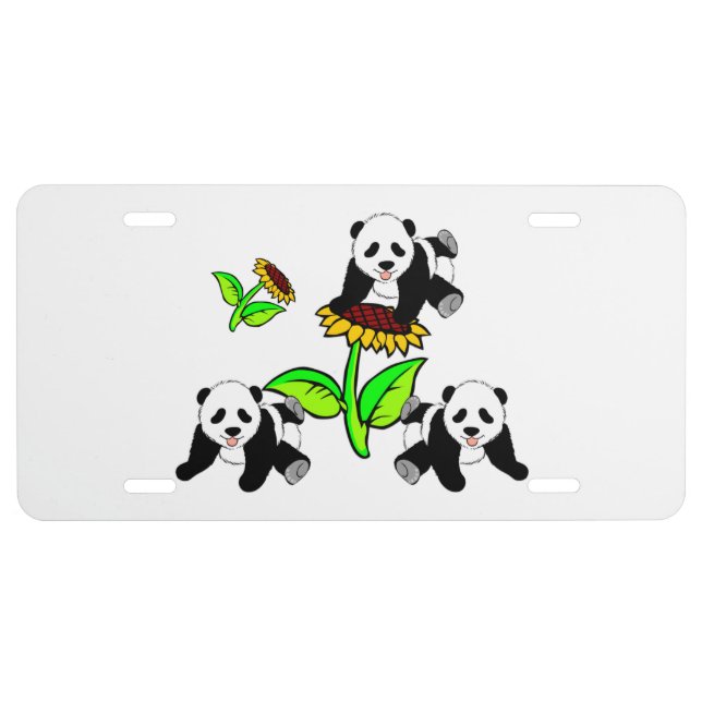 Sunflower Pandas License Plate (Front)