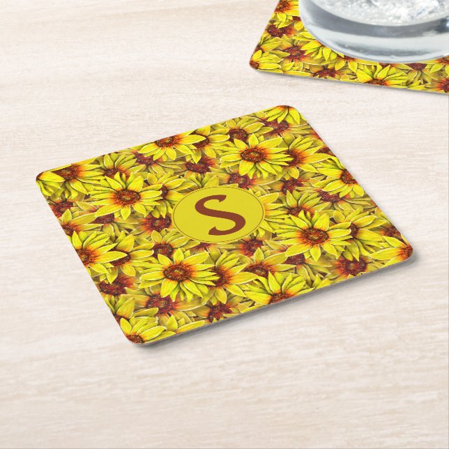 Sunflower Paper Coaster (Angled)