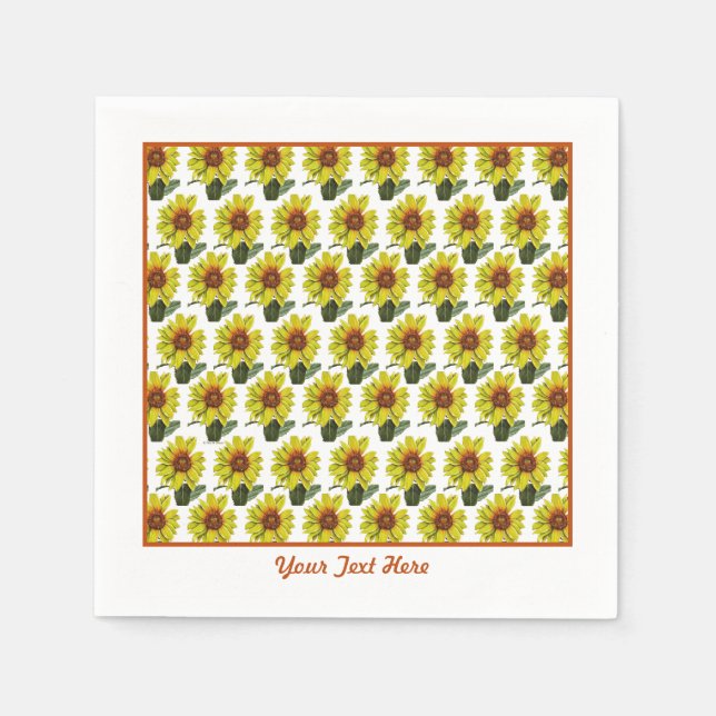 Sunflower Paper Napkins - Optional Personalization (Front)