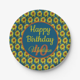 Sunflower Paper Plates - Optional Personalization
