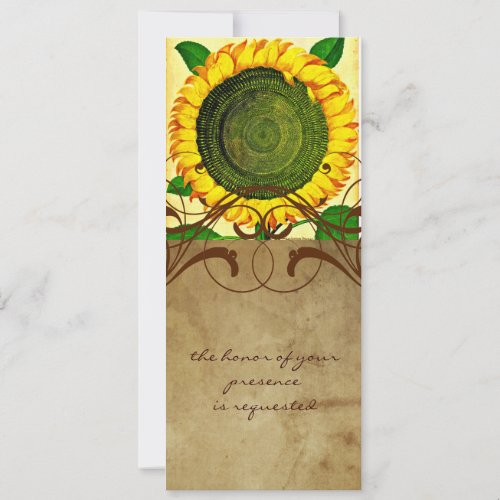 Sunflower Parchment Tall Wedding Invitation