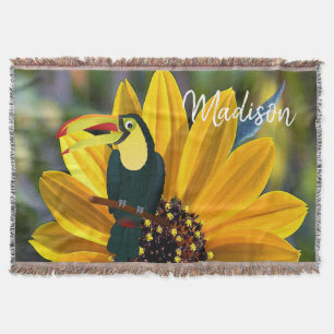 Sunflower Parrot Throw Blanket