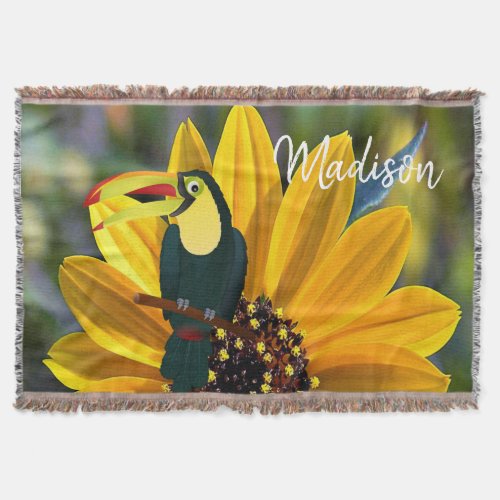 Sunflower Parrot Throw Blanket