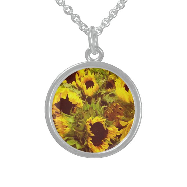 Sunflower Party Sterling Silver Necklace (Front)