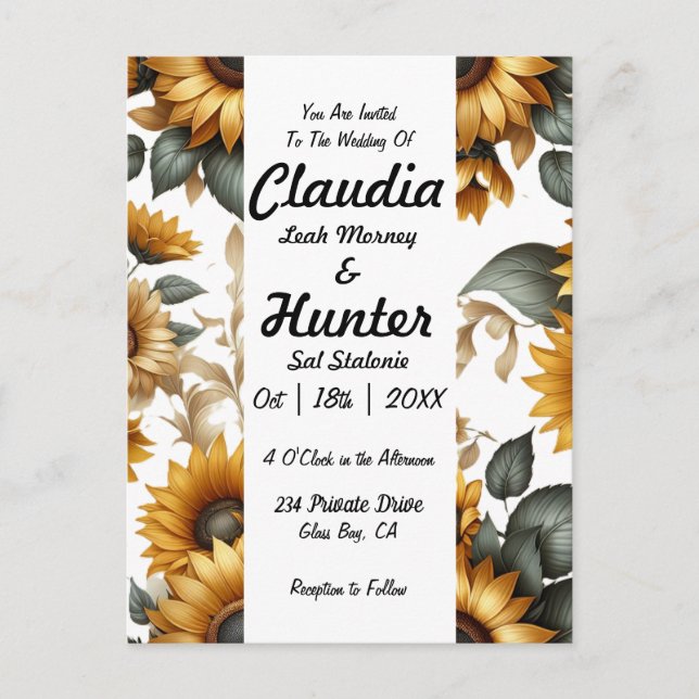 Sunflower Patch Invitation Postcard (Front)