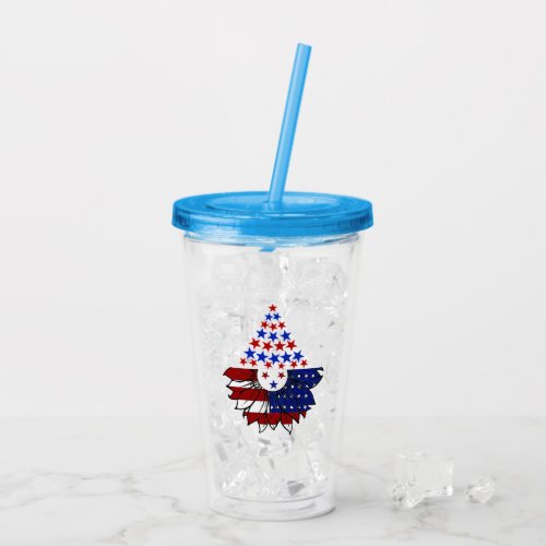 Sunflower Patriotic United States Flag 4th Of July Acrylic Tumbler