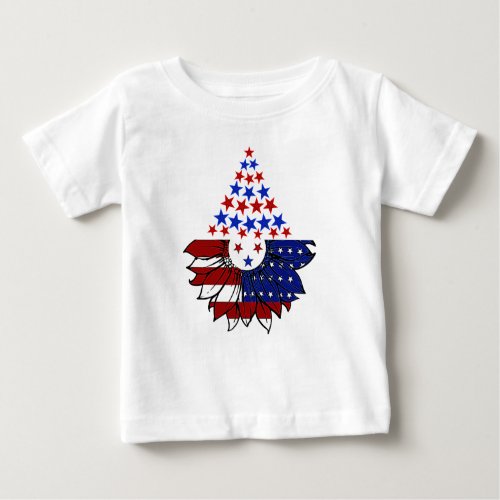 Sunflower Patriotic United States Flag 4th Of July Baby T_Shirt