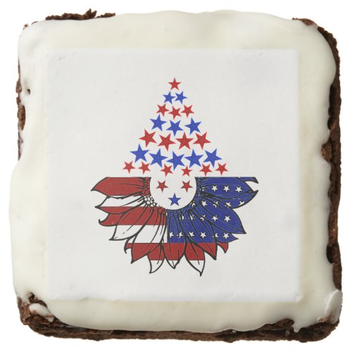 Sunflower Patriotic United States Flag 4th Of July Brownie
