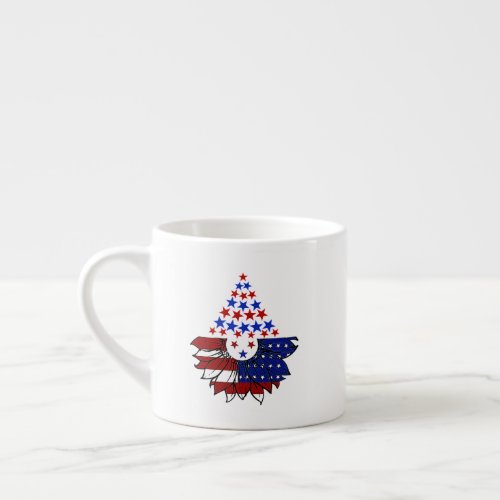Sunflower Patriotic United States Flag 4th Of July Espresso Cup