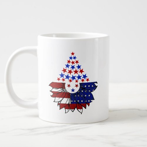 Sunflower Patriotic United States Flag 4th Of July Giant Coffee Mug