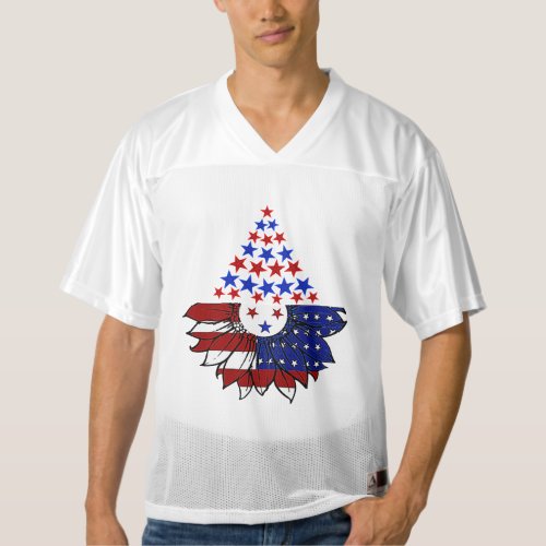 Sunflower Patriotic United States Flag 4th Of July Mens Football Jersey