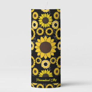 Sunflower pattern A01.Pillar Candle