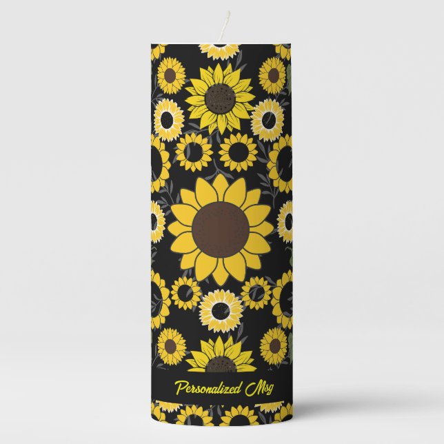 Sunflower pattern A01.Pillar Candle (Front)