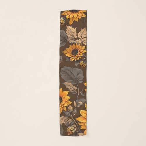 Sunflower Pattern Chiffon Scarf