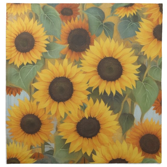 Sunflower pattern cloth napkin (Front)