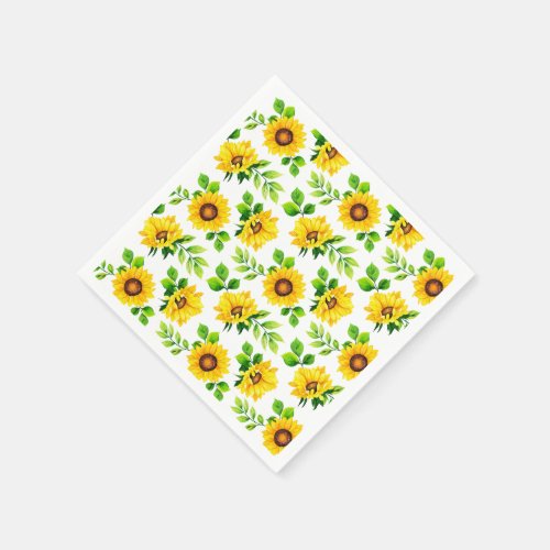 Sunflower Pattern Country Farmhouse Birthday Party Napkins