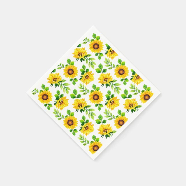 Sunflower Pattern Country Farmhouse Birthday Party Napkins (Corner)
