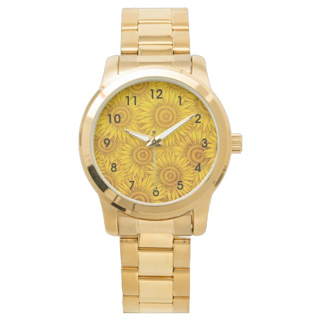 Sunflower Pattern, Dazzling Yellow, Watch (Front)