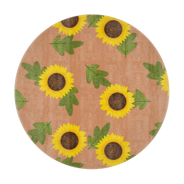 Sunflower Pattern Design – Cute Floral Aesthetic Cutting Board (Front)