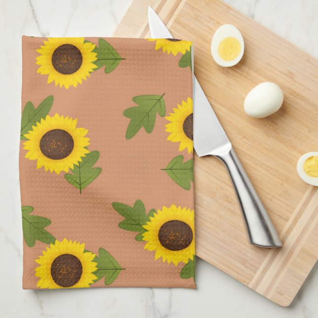 Sunflower Pattern Design – Cute Floral Aesthetic Kitchen Towel (Quarter Fold)