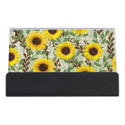 Sunflower Pattern Desk Business Card Holder