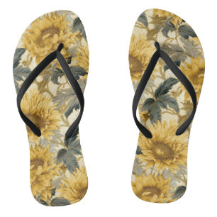 Sunflower Pattern Flower Flip Flops