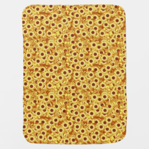 Sunflower pattern - gold, yellow and brown baby blanket