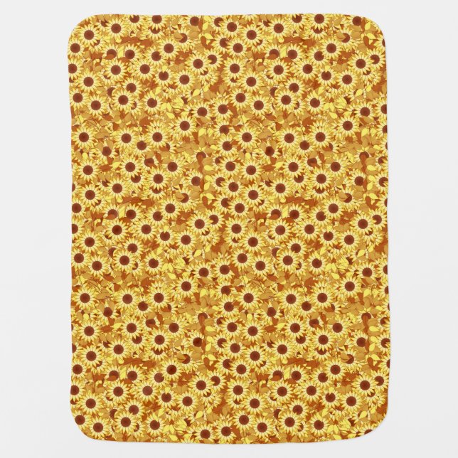 Sunflower pattern - gold, yellow and brown baby blanket (Front)