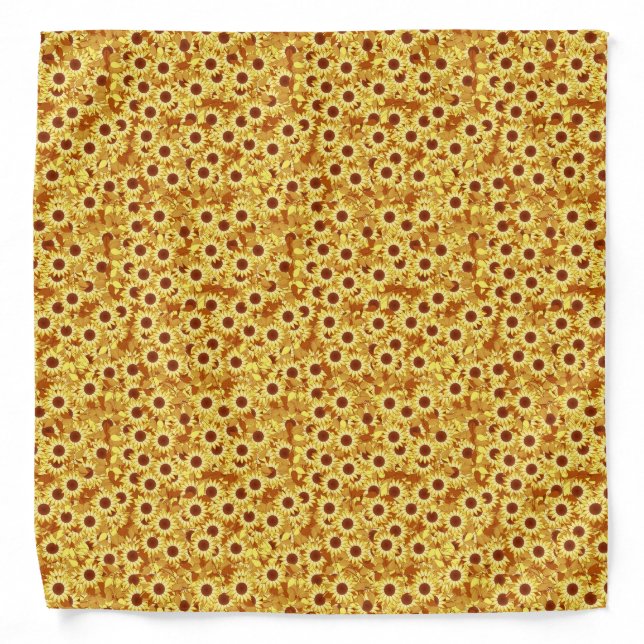 Sunflower pattern - gold, yellow and brown bandana (Front)