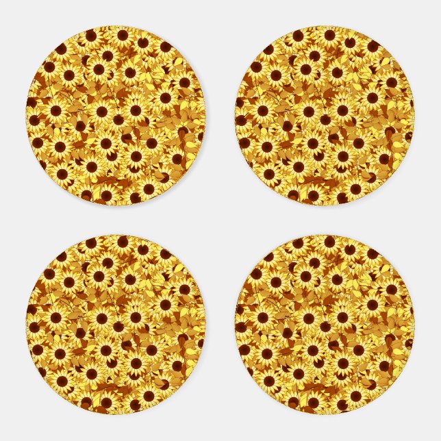 Sunflower Pattern, Gold, Yellow and Brown Coaster Set (Set)