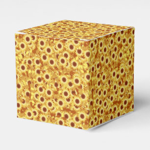 Sunflower pattern - gold, yellow and brown favor boxes
