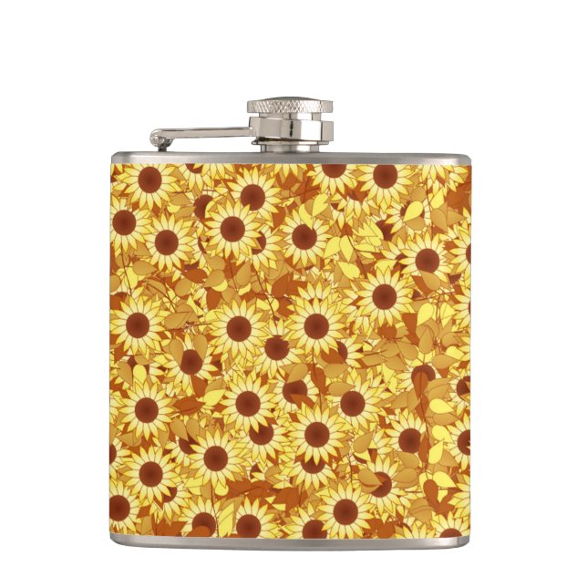 Sunflower pattern - gold, yellow and brown flask (Front)
