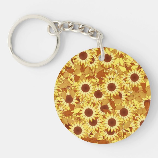 Sunflower pattern - gold, yellow and brown keychain (Front)