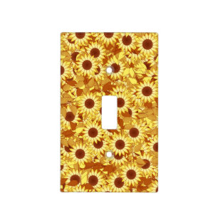 Sunflower pattern - gold, yellow and brown light switch cover