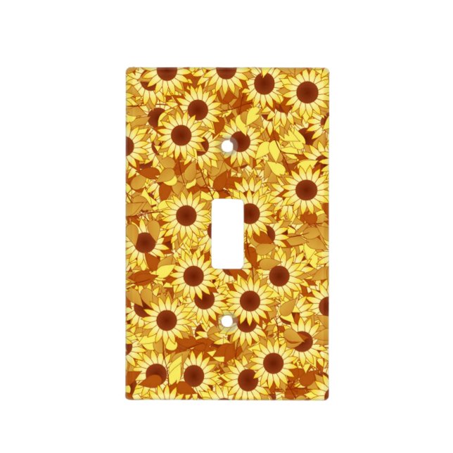 Sunflower pattern - gold, yellow and brown light switch cover (Front)