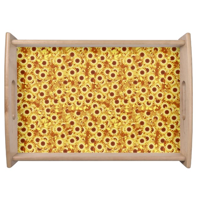 Sunflower pattern - gold, yellow and brown serving tray (Front)